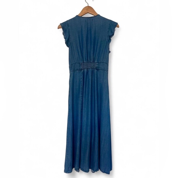Marine Layer Camila Blue Denim Coastal Chic Modern Boho Feminine Midi Dress - Picture 3 of 7